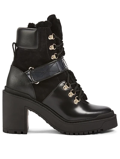 VLOGO Shearling Heeled Combat Boots