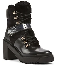 VLOGO Shearling Heeled Combat Boots