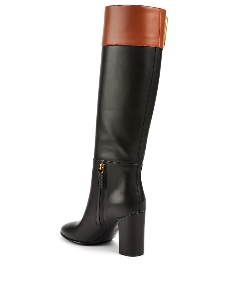 VLOGO Leather Heeled Knee-High Boots