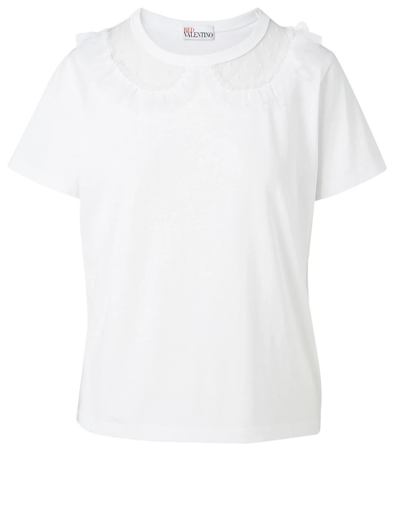 Cotton T-Shirt With Point D'esprit