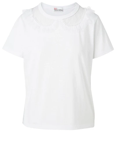 Cotton T-Shirt With Point D'esprit