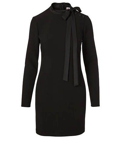 Stretch Crepe Long-Sleeve Dress