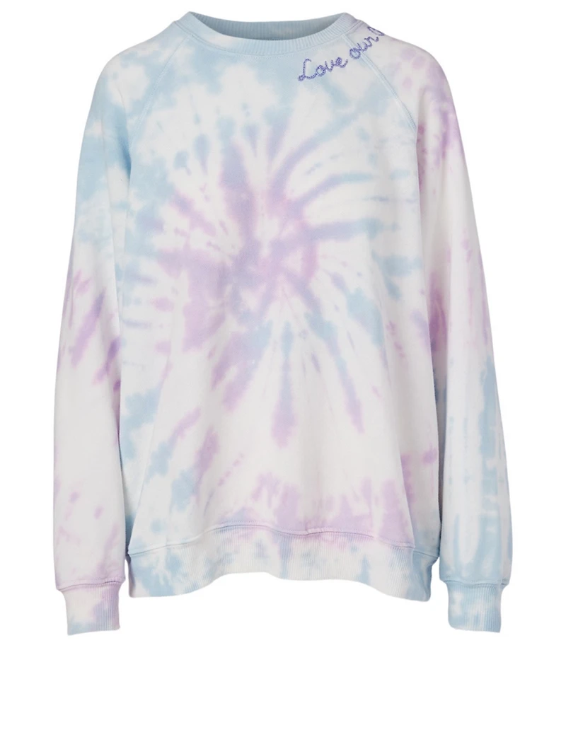 Coachella "Love Our Oceans" Crewneck Sweatshirt Tie Dye Swirl