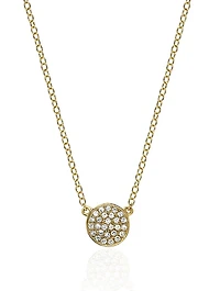 Mini 14K Gold Disc Necklace With Diamonds