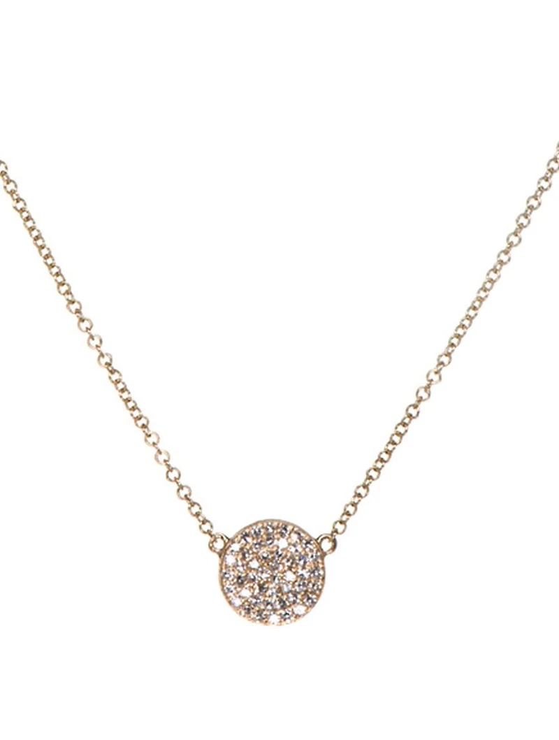 14K Gold Disc Necklace With Diamonds
