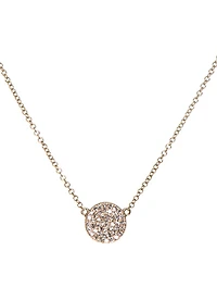 14K Gold Disc Necklace With Diamonds