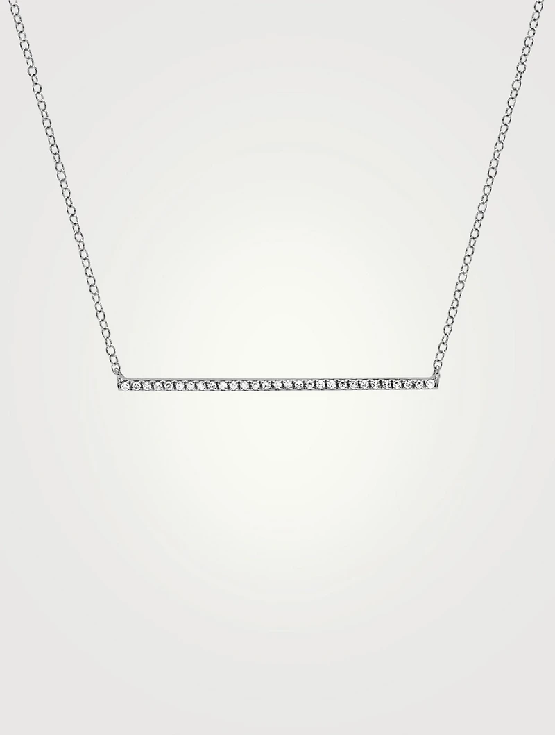 14K Gold Diamond Bar Necklace With Diamonds