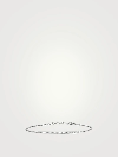 14K White Gold Bar Bracelet With Diamonds