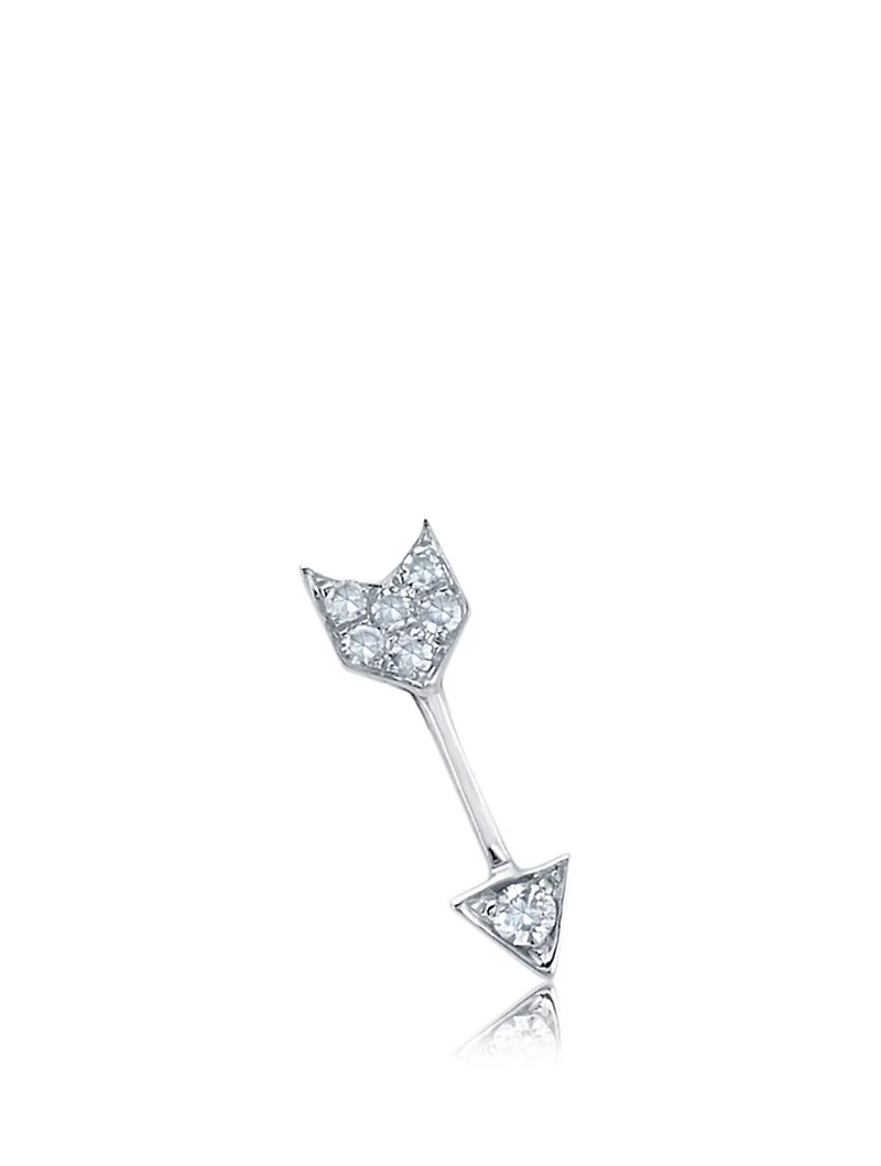 14K White Gold Arrow Stud Earring With Diamonds