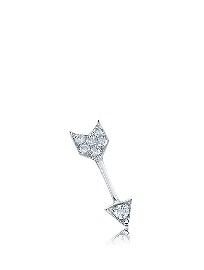 14K White Gold Arrow Stud Earring With Diamonds