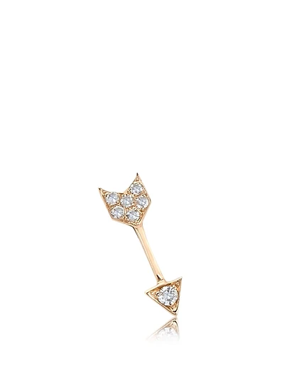 14K Gold Arrow Stud Earring With Diamonds