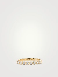 14K Gold Bezel Stack Ring With Diamonds