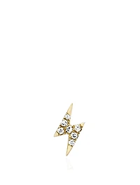 14K Gold Lightning Bolt Stud Earring With Diamonds