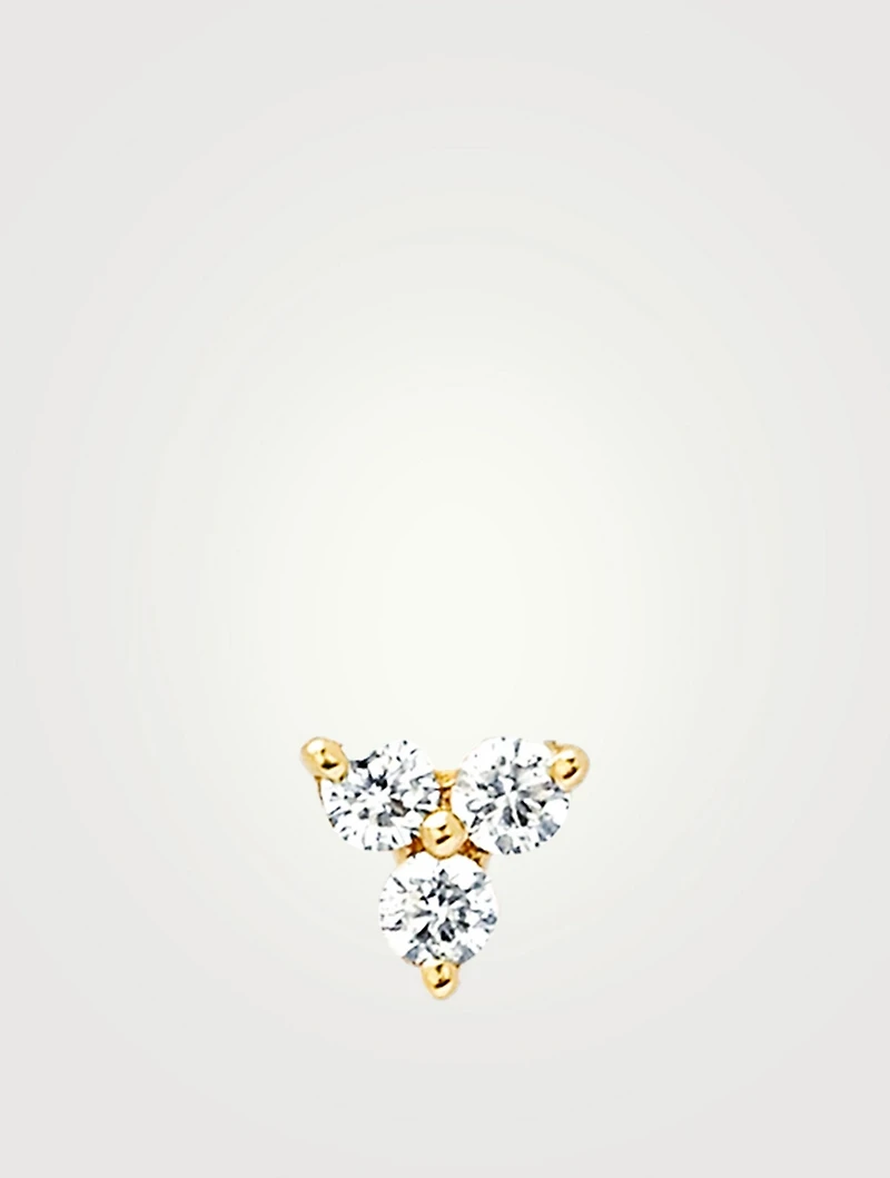 14K Gold Trio Stud Earring With Diamonds