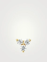 14K Gold Trio Stud Earring With Diamonds
