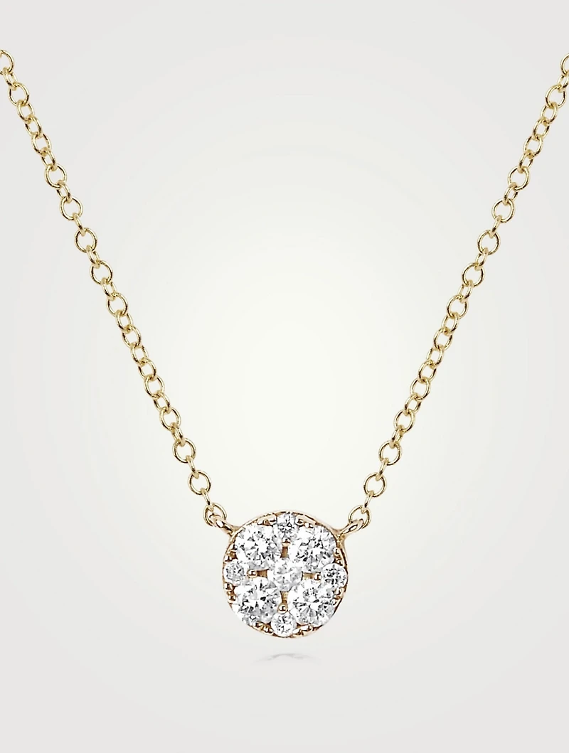 14K Gold Disc Choker Necklace With Diamonds