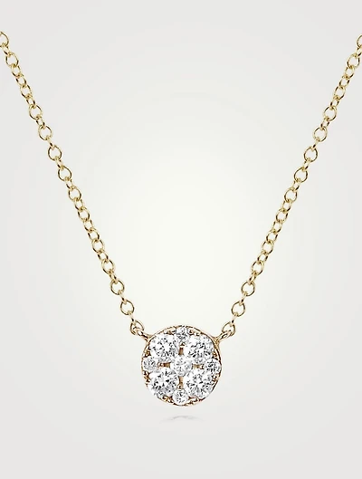 14K Gold Disc Choker Necklace With Diamonds