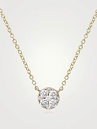 14K Gold Disc Choker Necklace With Diamonds