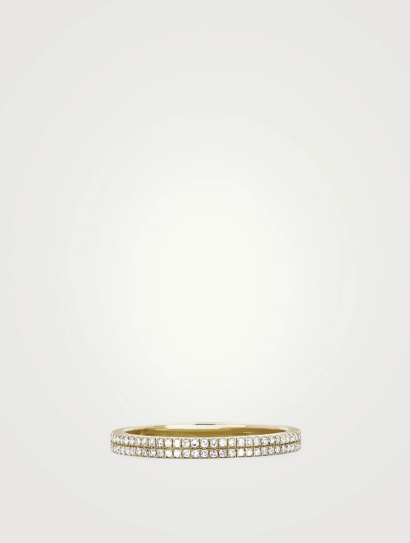 14K Gold Double Eternity Band With Diamonds