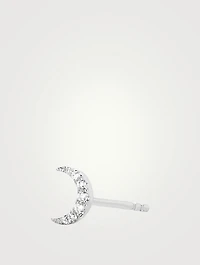 Mini 14K Gold Moon Stud Earring With Diamonds