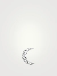 Mini 14K Gold Moon Stud Earring With Diamonds