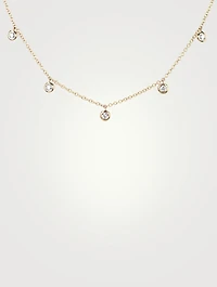 14K Gold Bezel Choker Necklace With Diamonds