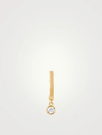 14K Gold Bezel Drop Huggie Hoop Earring With Diamond