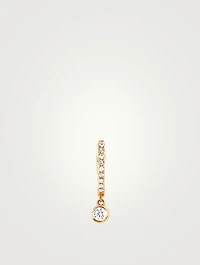 14K Gold Bezel Drop Huggie Hoop Earring With Diamonds