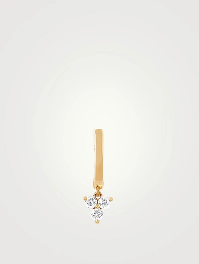 14K Gold Mini Huggie Trio Drop Earring With Diamonds
