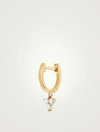 14K Gold Mini Huggie Trio Drop Earring With Diamonds
