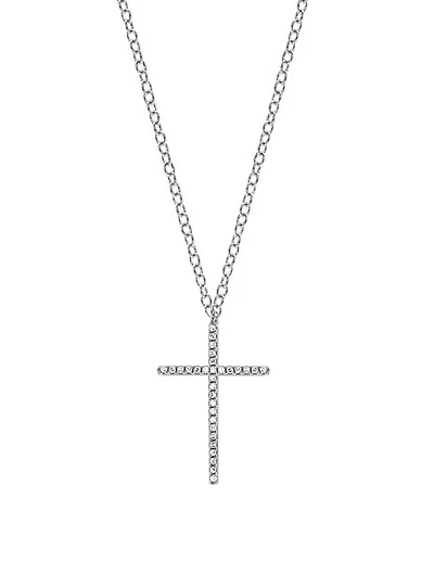 14K White Gold Cross Necklace With Diamonds