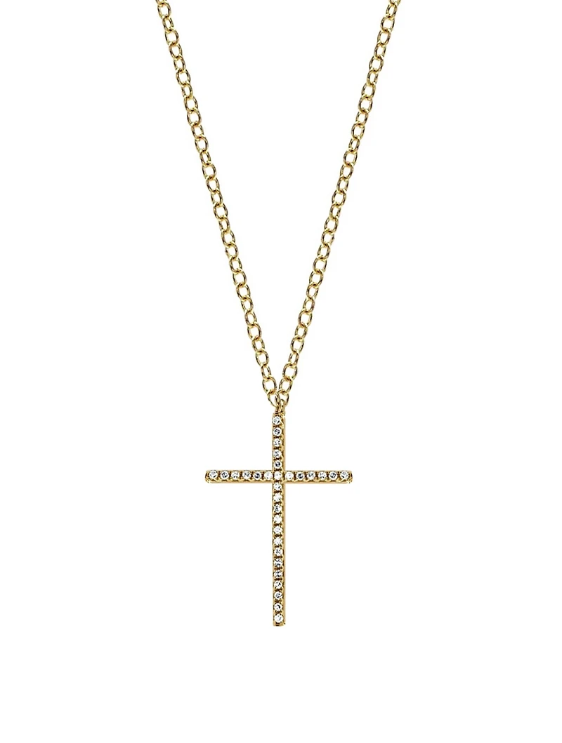 14K Gold Cross Necklace With Diamonds