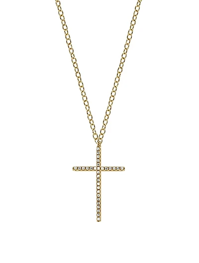 14K Gold Cross Necklace With Diamonds