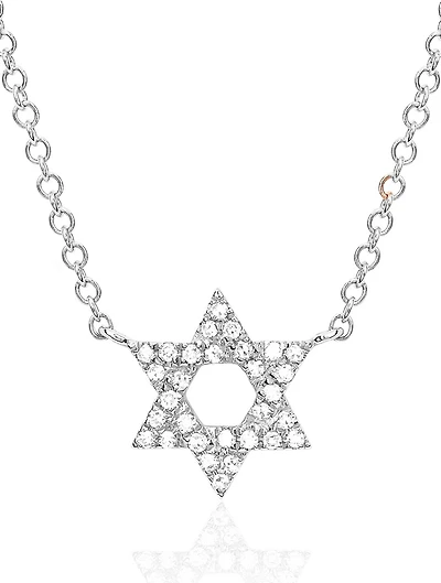 14K Gold Star Of David Necklace With Diamonds