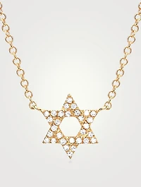 14K Gold Star Of David Necklace With Diamonds