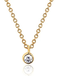 14K Gold Bezel Chain Necklace With Diamond