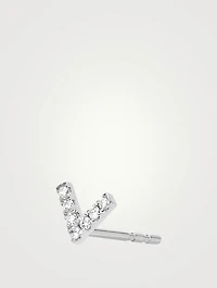 14K Gold Chevron Stud Earring With Diamonds