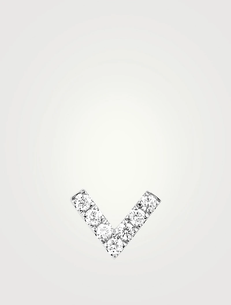 14K Gold Chevron Stud Earring With Diamonds