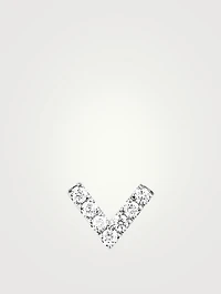 14K Gold Chevron Stud Earring With Diamonds
