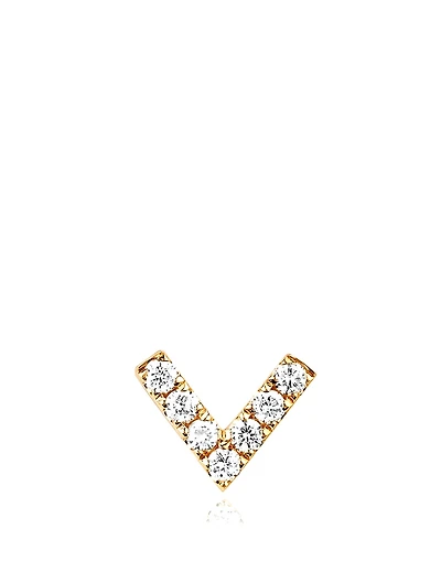 14K Gold Chevron Stud Earring With Diamonds