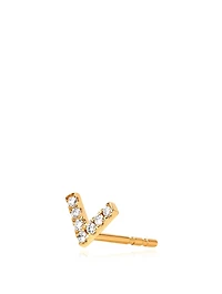14K Gold Chevron Stud Earring With Diamonds