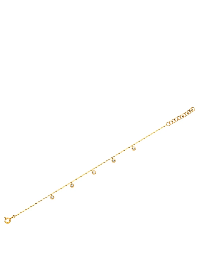 14K Gold Bezel Chain Bracelet With Diamonds