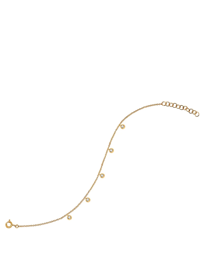14K Gold Bezel Chain Bracelet With Diamonds