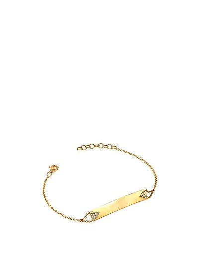 14K Gold Nameplate Bracelet With Diamonds