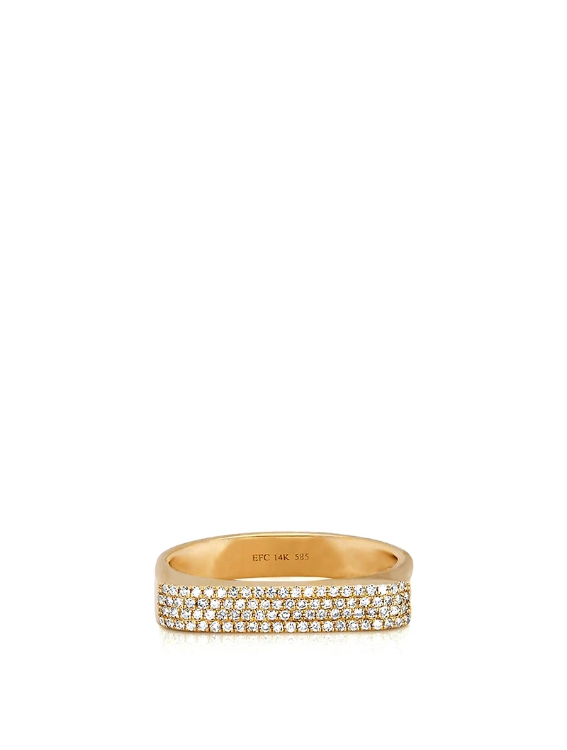 14K Gold Jumbo Bar Ring With Diamonds
