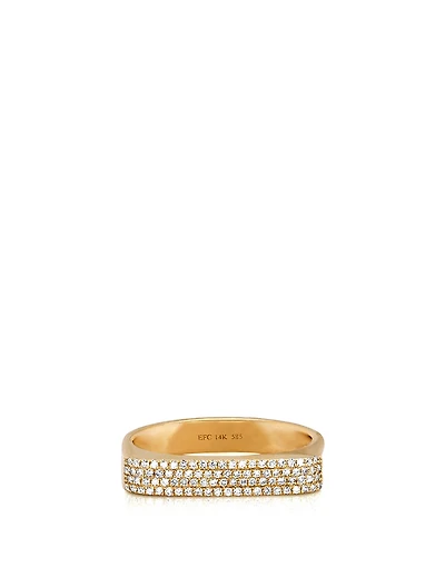 14K Gold Jumbo Bar Ring With Diamonds