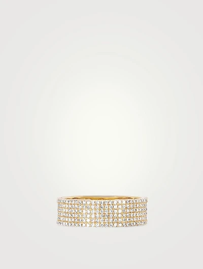 14K Gold Cigar Band Ring With Diamonds