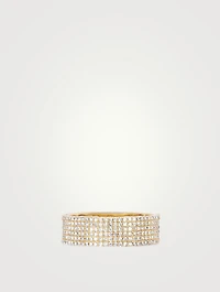 14K Gold Cigar Band Ring With Diamonds
