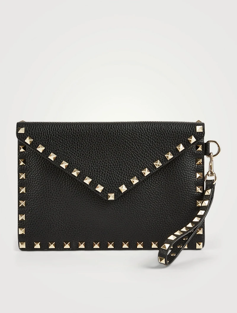 Medium Rockstud Leather Envelope Pouch Bag