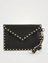 Medium Rockstud Leather Envelope Pouch Bag